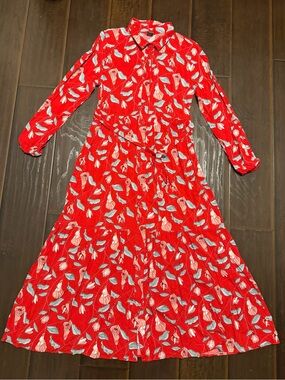 Red Floral Long-Sleeve Dress